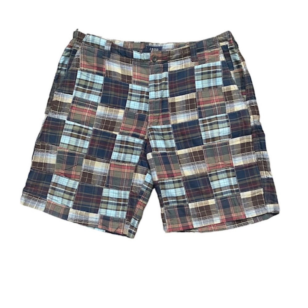 Izod patchwork plaid shorts
